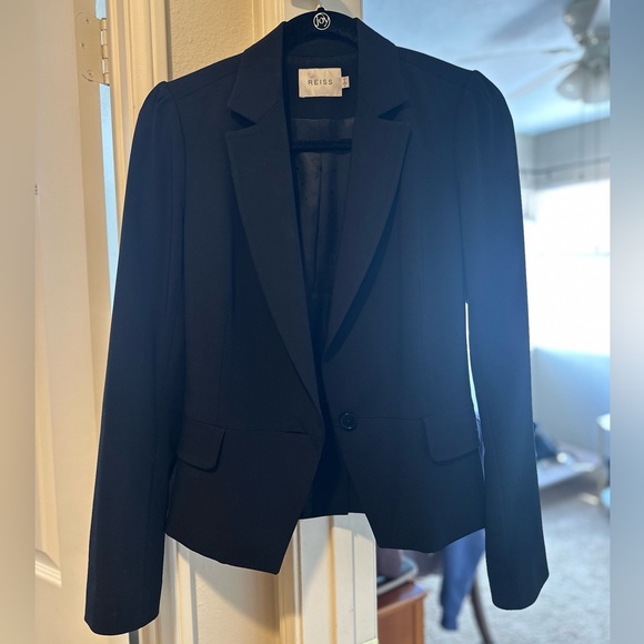 Reiss DESIGNER Black Blazer Wool Blend Long Sleeve Jacket 2 - Picture 5 of 13